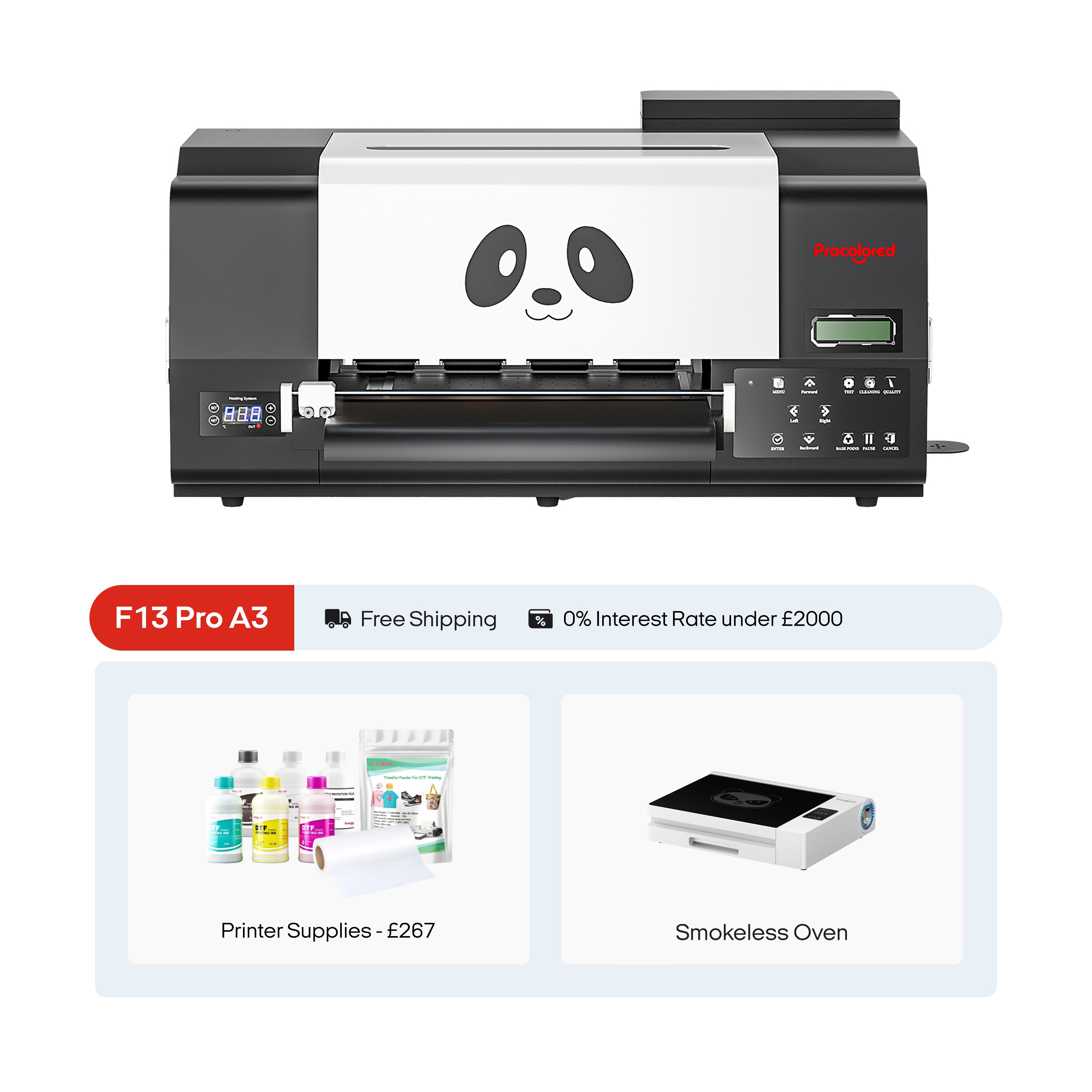 Procolored F13 Pro Panda DTF Printer 13" A3 Dual XP600 & Oven Premium