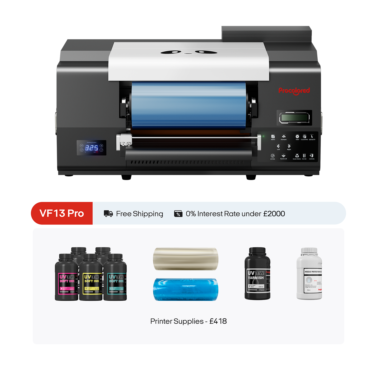 Procolored VF13 Pro Panda UV DTF Printer 13" A3+ Dual XP600 2-in-1