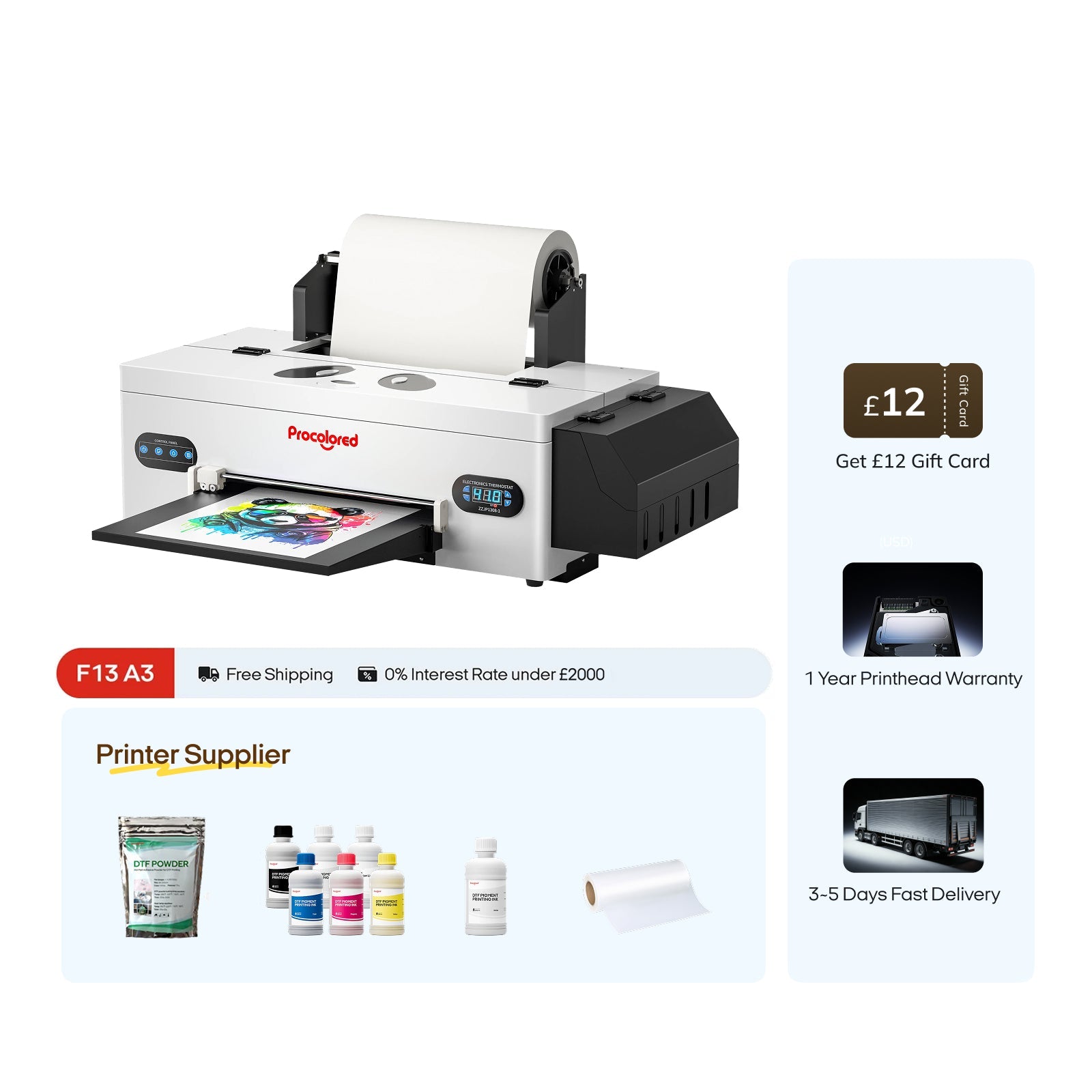 Procolored F13 Panda DTF Printer 13" A3 L1800