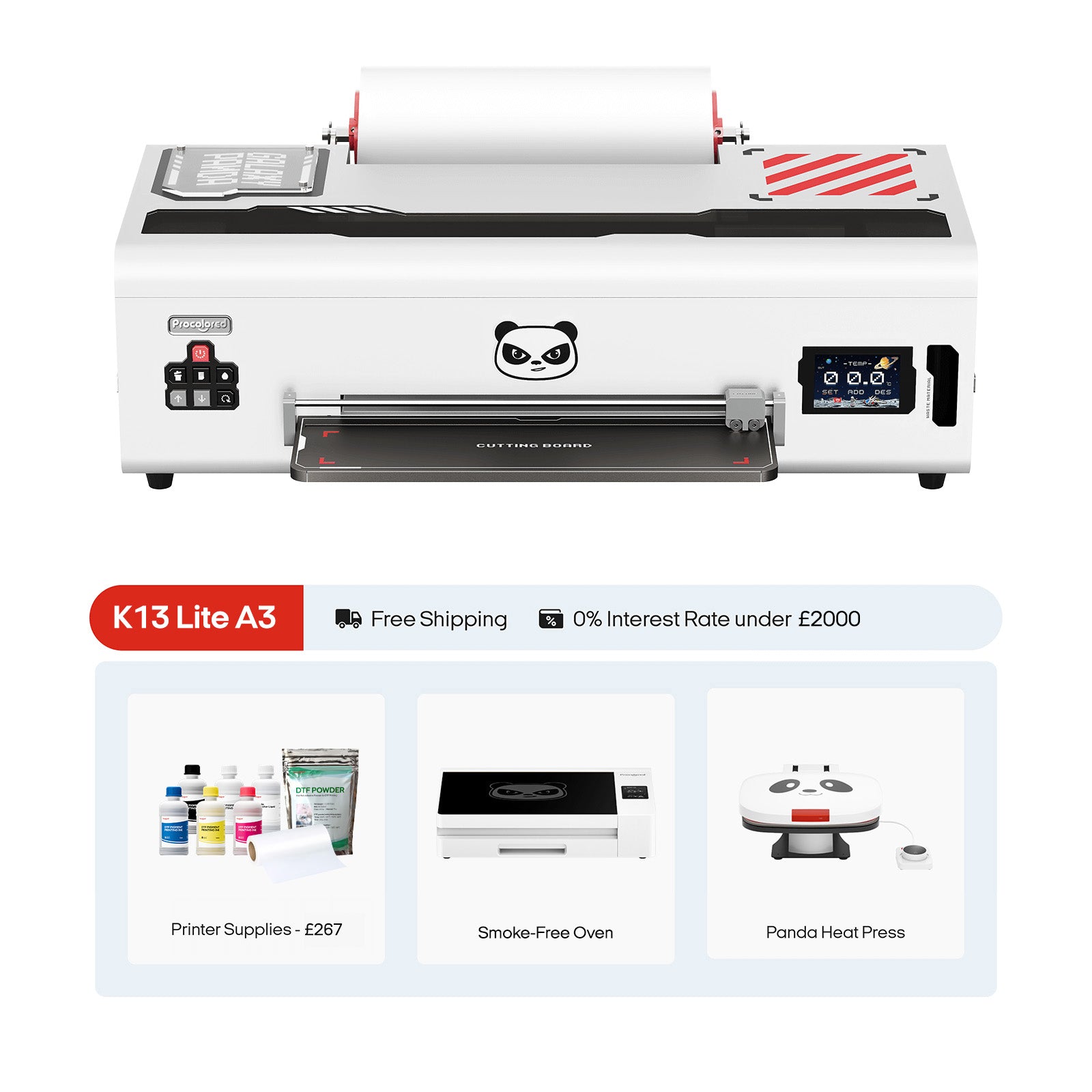 Procolored K13 Lite DTF Printer 13" A3 & Complete Bundle Premium - White