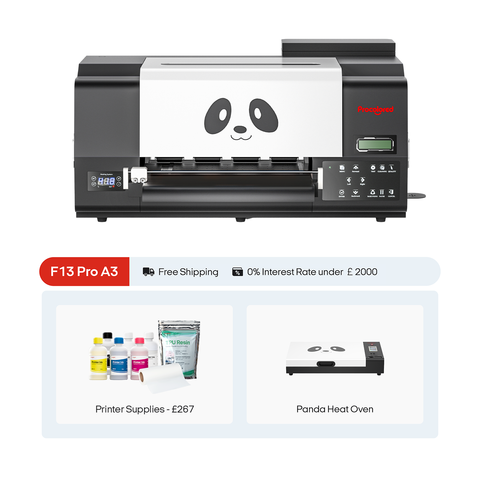 Procolored F13 Pro Panda DTF Printer 13" A3 Dual XP600 & Oven